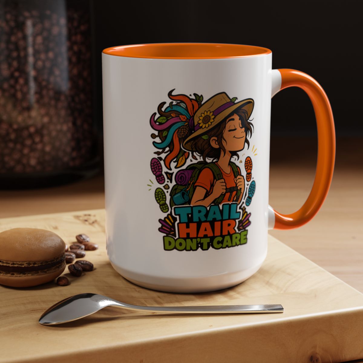 Trail Hair Don't Care Mug | Funny Hiking Mug | Camping Coffee Cup | Gift for Hiker | Nature Lover Mug | Backpacking Gift | Women's Outdoor Mug
