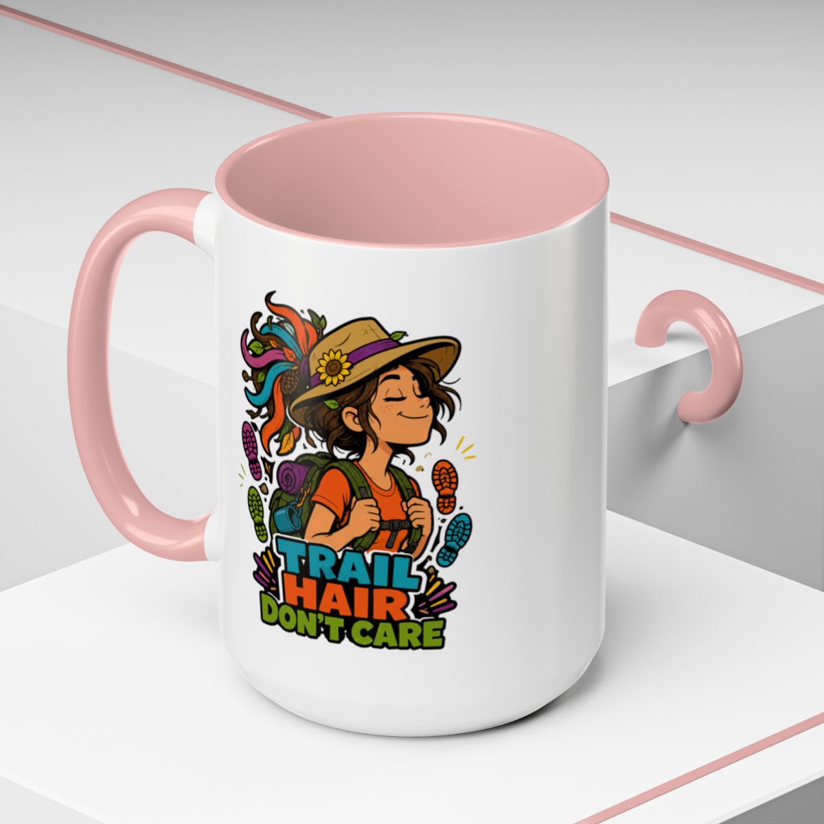 Trail Hair Don't Care Mug | Funny Hiking Mug | Camping Coffee Cup | Gift for Hiker | Nature Lover Mug | Backpacking Gift | Women's Outdoor Mug