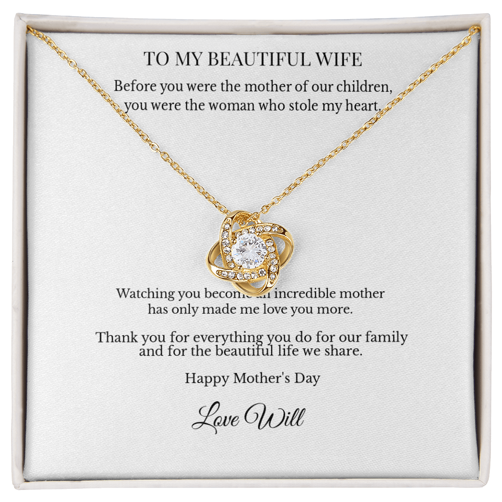 To My Beautiful Wife – Personalized Love Knot Necklace - A Mother's Day Gift She'll Never Forget