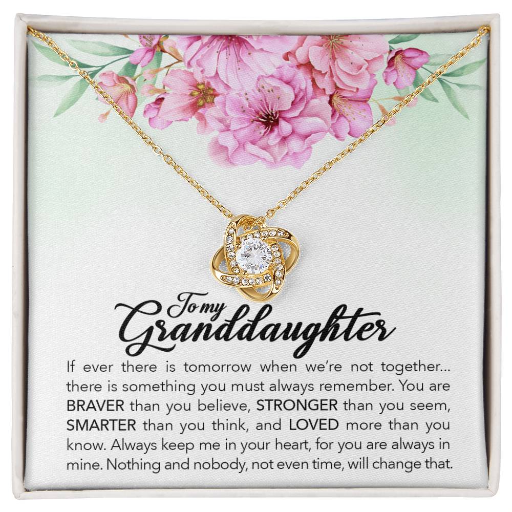 To My Granddaughter-  Always Keep Me In Your Heart - Love Knot Necklace with Heartfelt Message