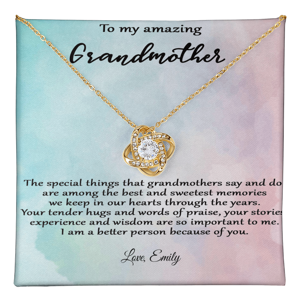Personalized Love Knot Necklace – To My Amazing Grandmother  |  A Heartfelt Gift from Grandchild