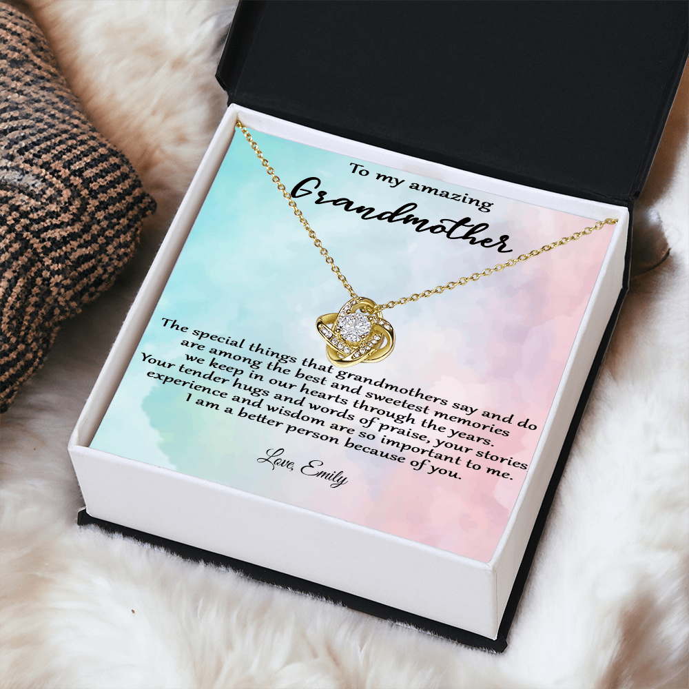 Personalized Love Knot Necklace – To My Amazing Grandmother  |  A Heartfelt Gift from Grandchild