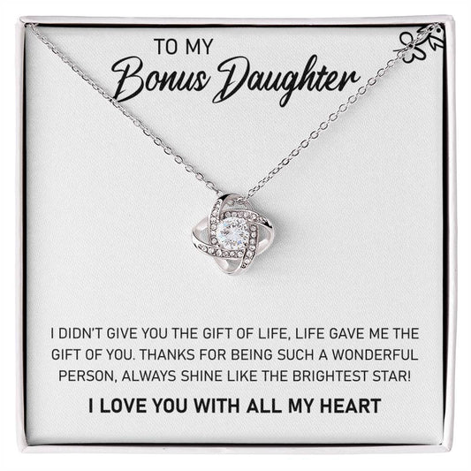 To My Bonus Daughter – Love Knot Necklace Gift from Stepmom or Stepfather