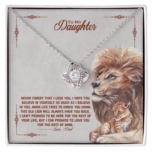 To My Daughter – Love Knot Necklace with Lion & Cub Gift from Dad