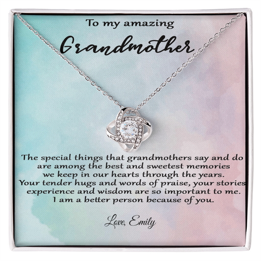 Personalized Love Knot Necklace – To My Amazing Grandmother  |  A Heartfelt Gift from Grandchild