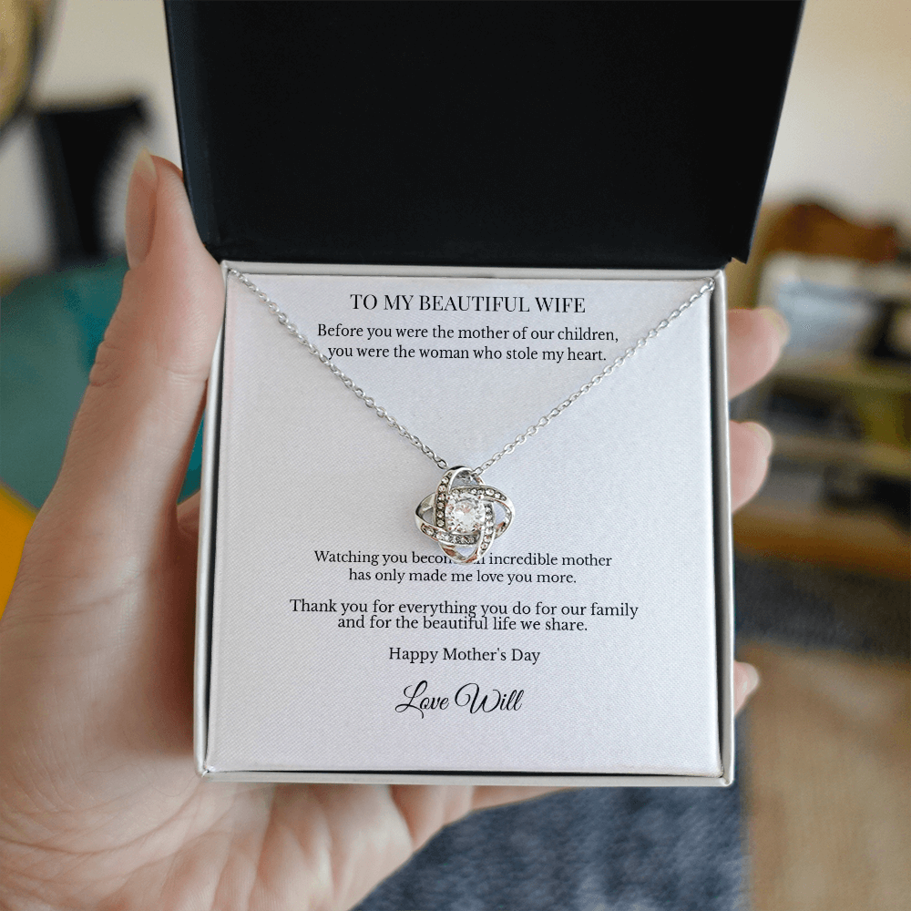 To My Beautiful Wife – Personalized Love Knot Necklace - A Mother's Day Gift She'll Never Forget
