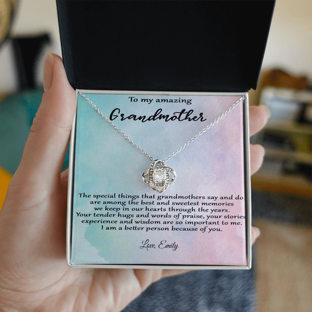Personalized Love Knot Necklace – To My Amazing Grandmother  |  A Heartfelt Gift from Grandchild
