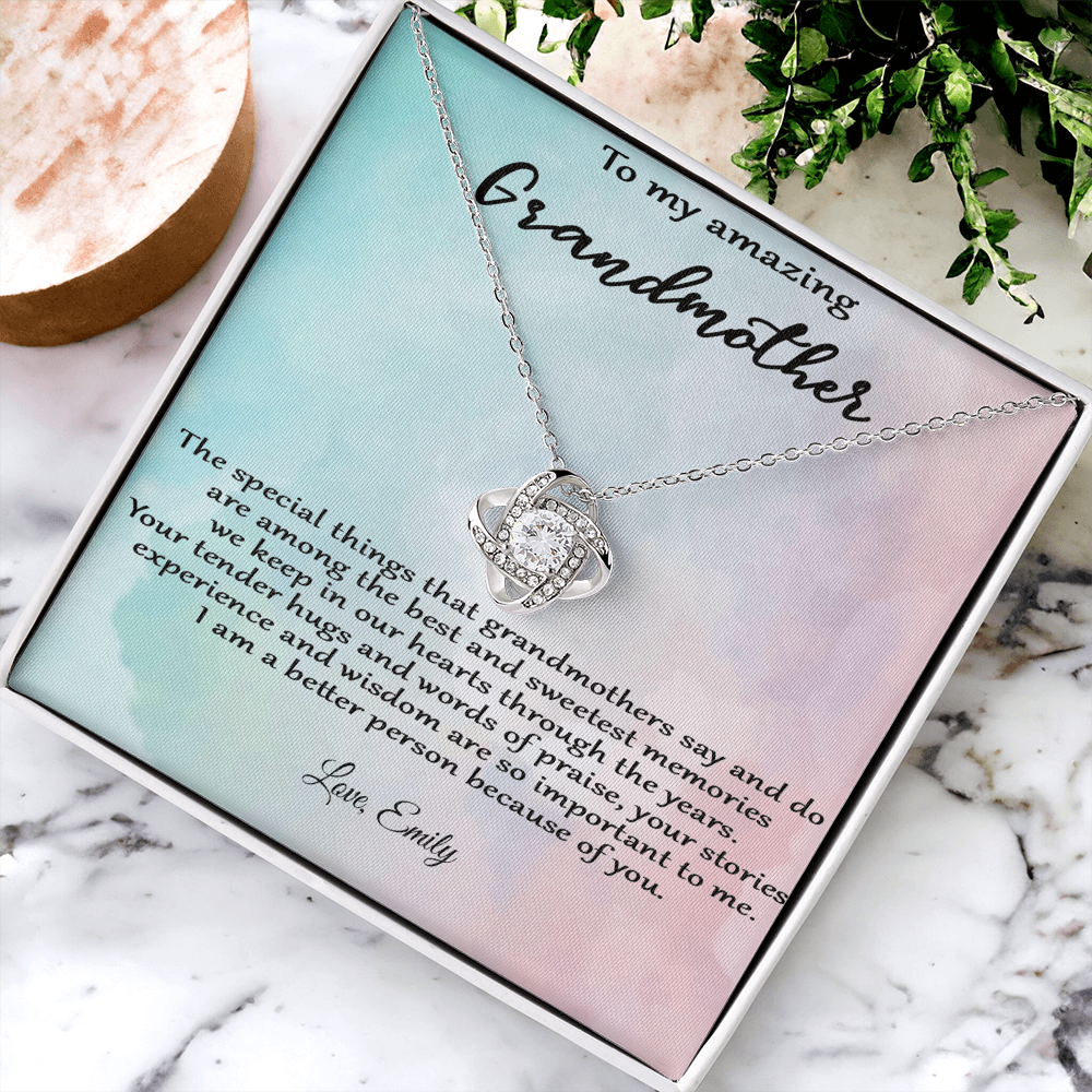 Personalized Love Knot Necklace – To My Amazing Grandmother  |  A Heartfelt Gift from Grandchild