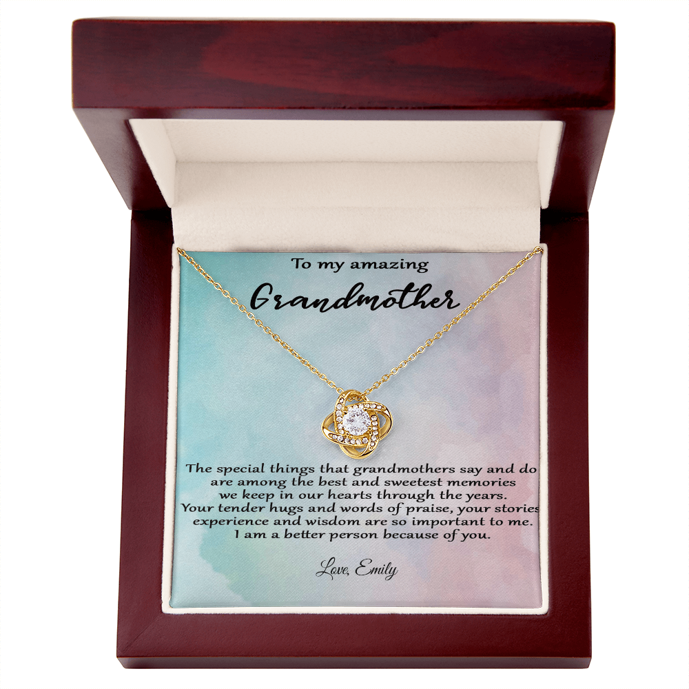 Personalized Love Knot Necklace – To My Amazing Grandmother  |  A Heartfelt Gift from Grandchild