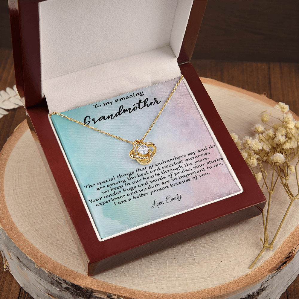 Personalized Love Knot Necklace – To My Amazing Grandmother  |  A Heartfelt Gift from Grandchild