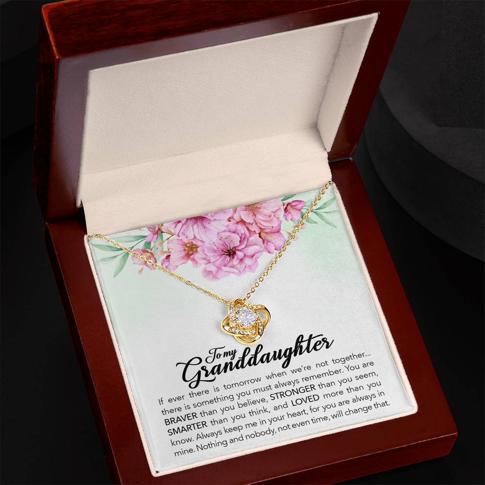 To My Granddaughter-  Always Keep Me In Your Heart - Love Knot Necklace with Heartfelt Message