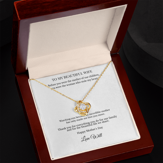 To My Beautiful Wife – Personalized Love Knot Necklace - A Mother's Day Gift She'll Never Forget