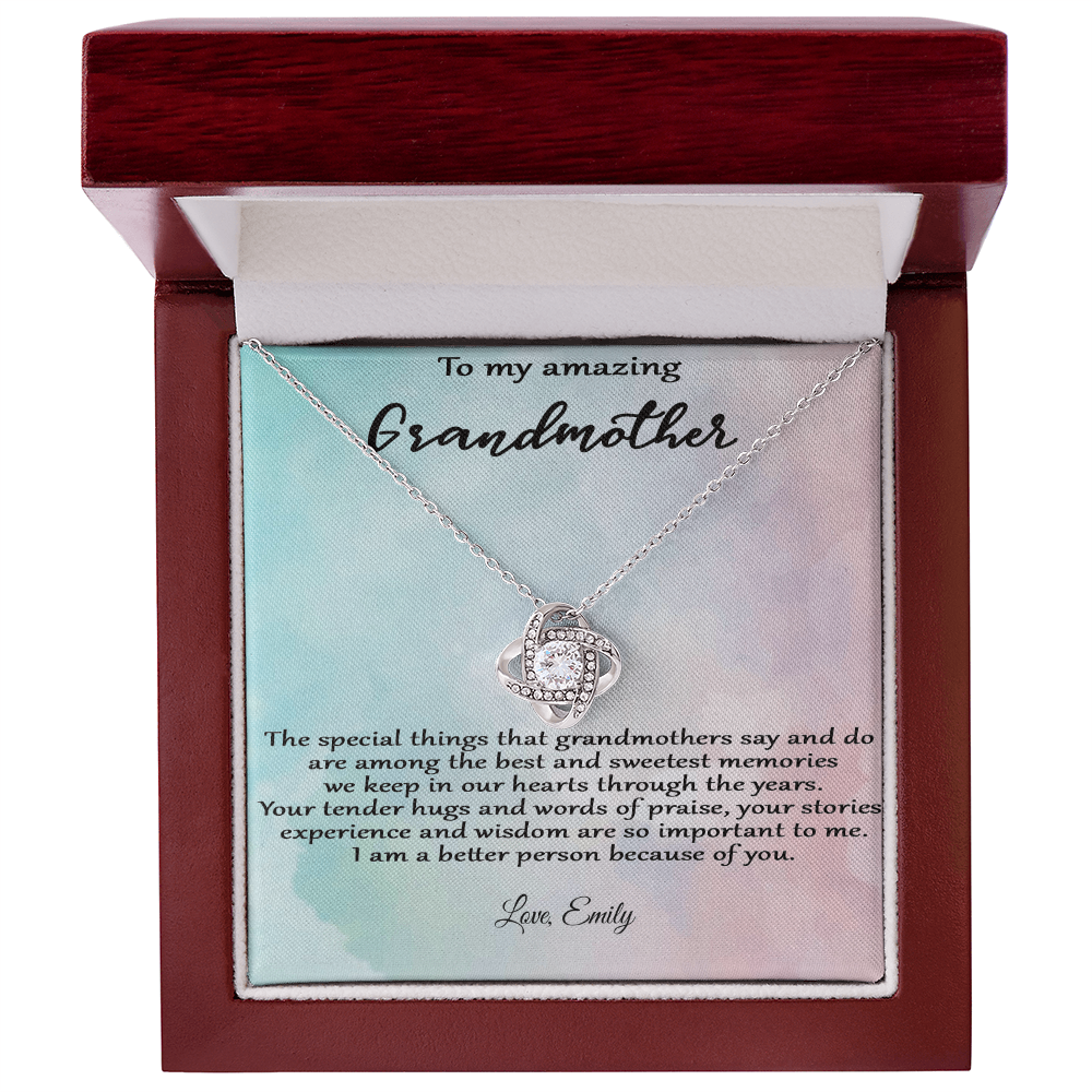 Personalized Love Knot Necklace – To My Amazing Grandmother  |  A Heartfelt Gift from Grandchild