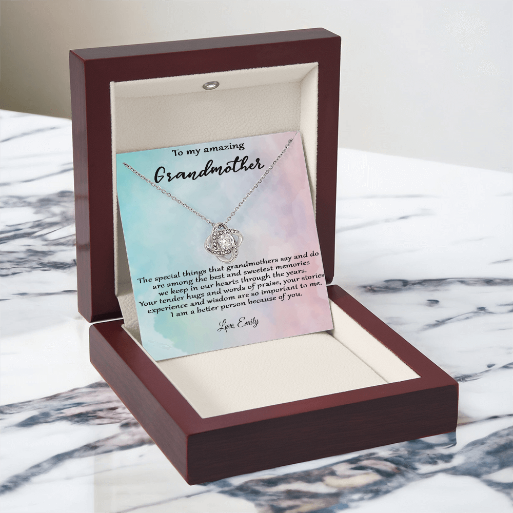 Personalized Love Knot Necklace – To My Amazing Grandmother  |  A Heartfelt Gift from Grandchild