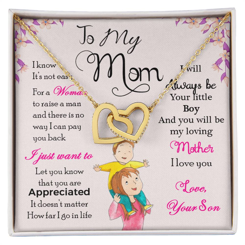 To My Mom – Interlocking Hearts Necklace Gift from Son