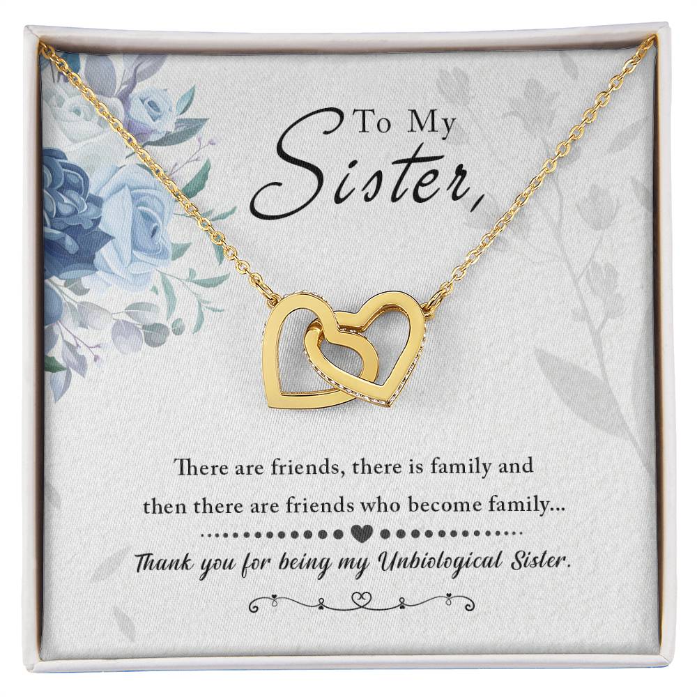 To My Sister – Interlocking Hearts Necklace for an Unbiological Sister