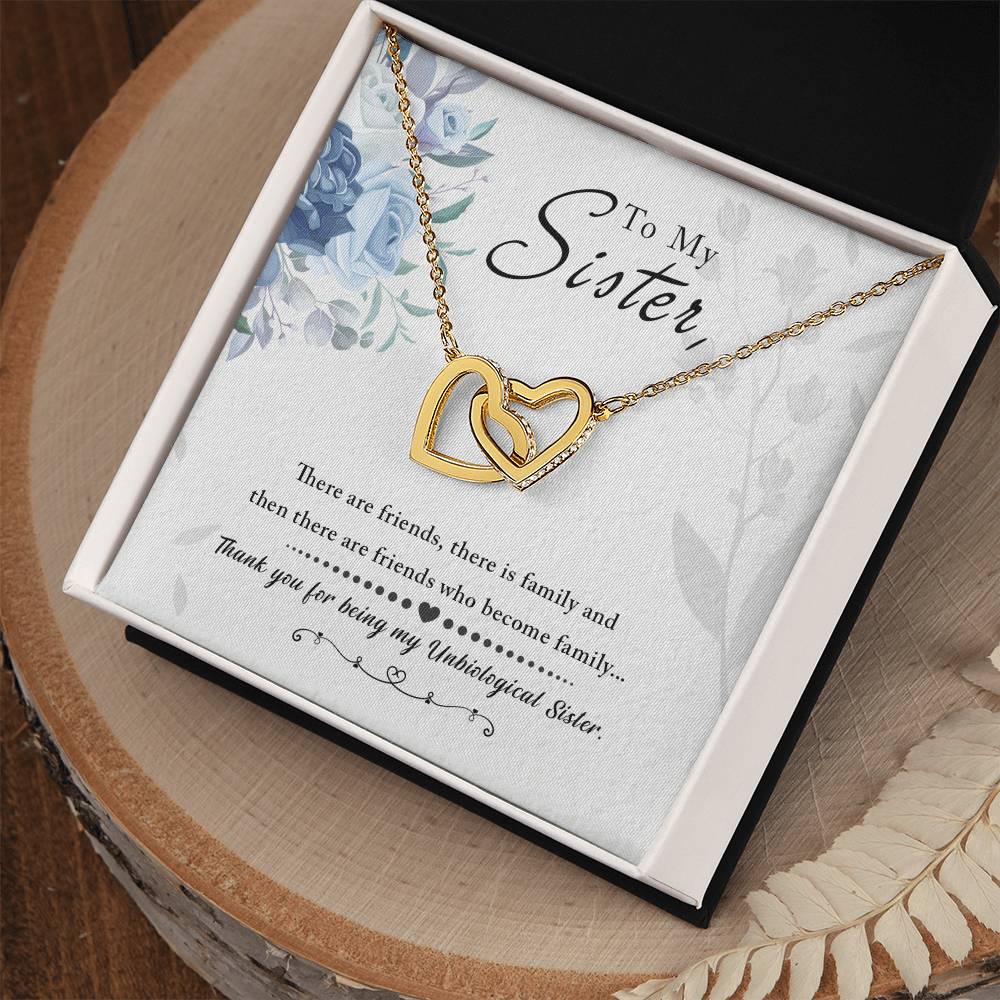 To My Sister – Interlocking Hearts Necklace for an Unbiological Sister
