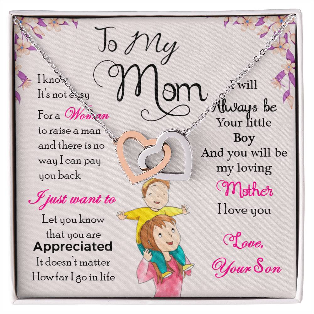 To My Mom – Interlocking Hearts Necklace Gift from Son