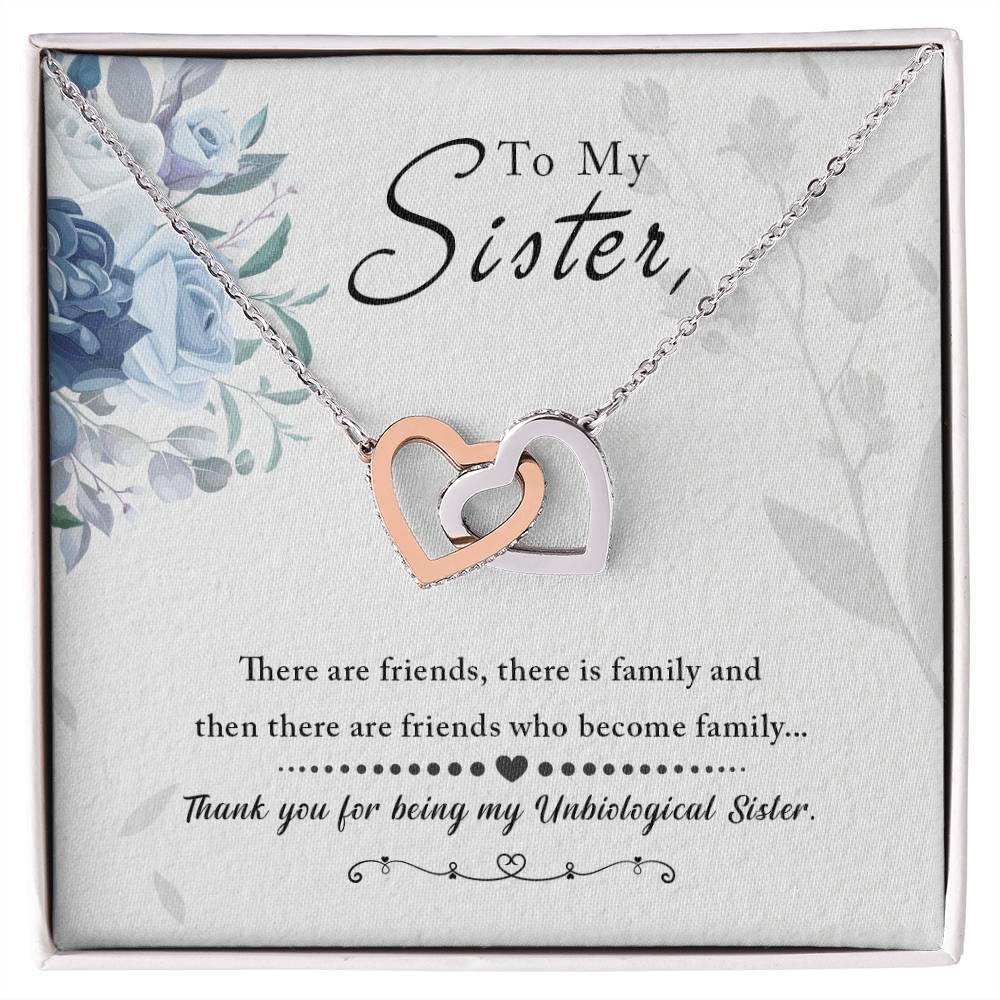 To My Sister – Interlocking Hearts Necklace for an Unbiological Sister