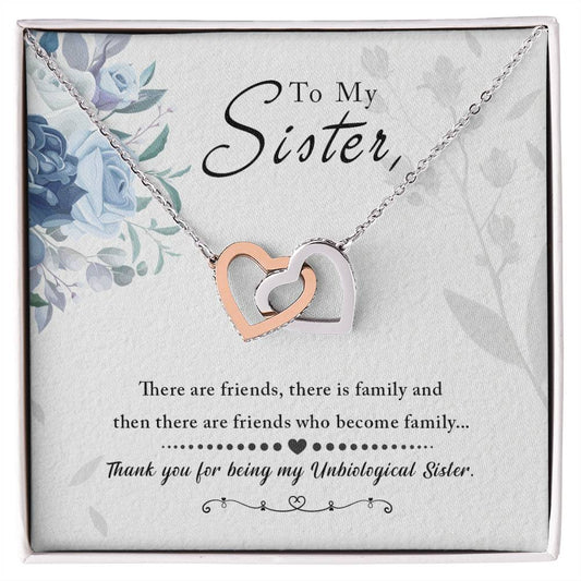 To My Sister – Interlocking Hearts Necklace for an Unbiological Sister