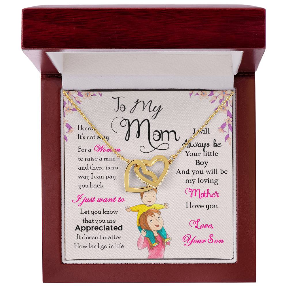 To My Mom – Interlocking Hearts Necklace Gift from Son