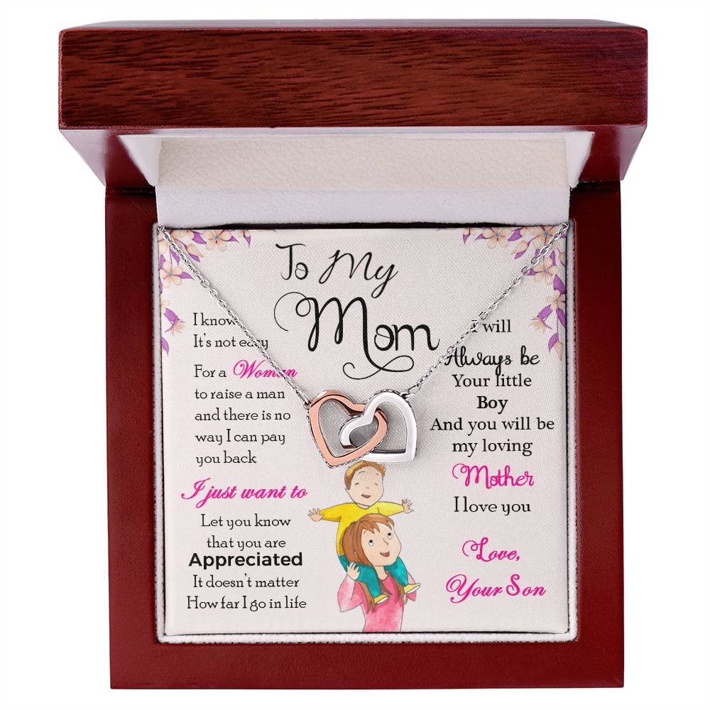 To My Mom – Interlocking Hearts Necklace Gift from Son