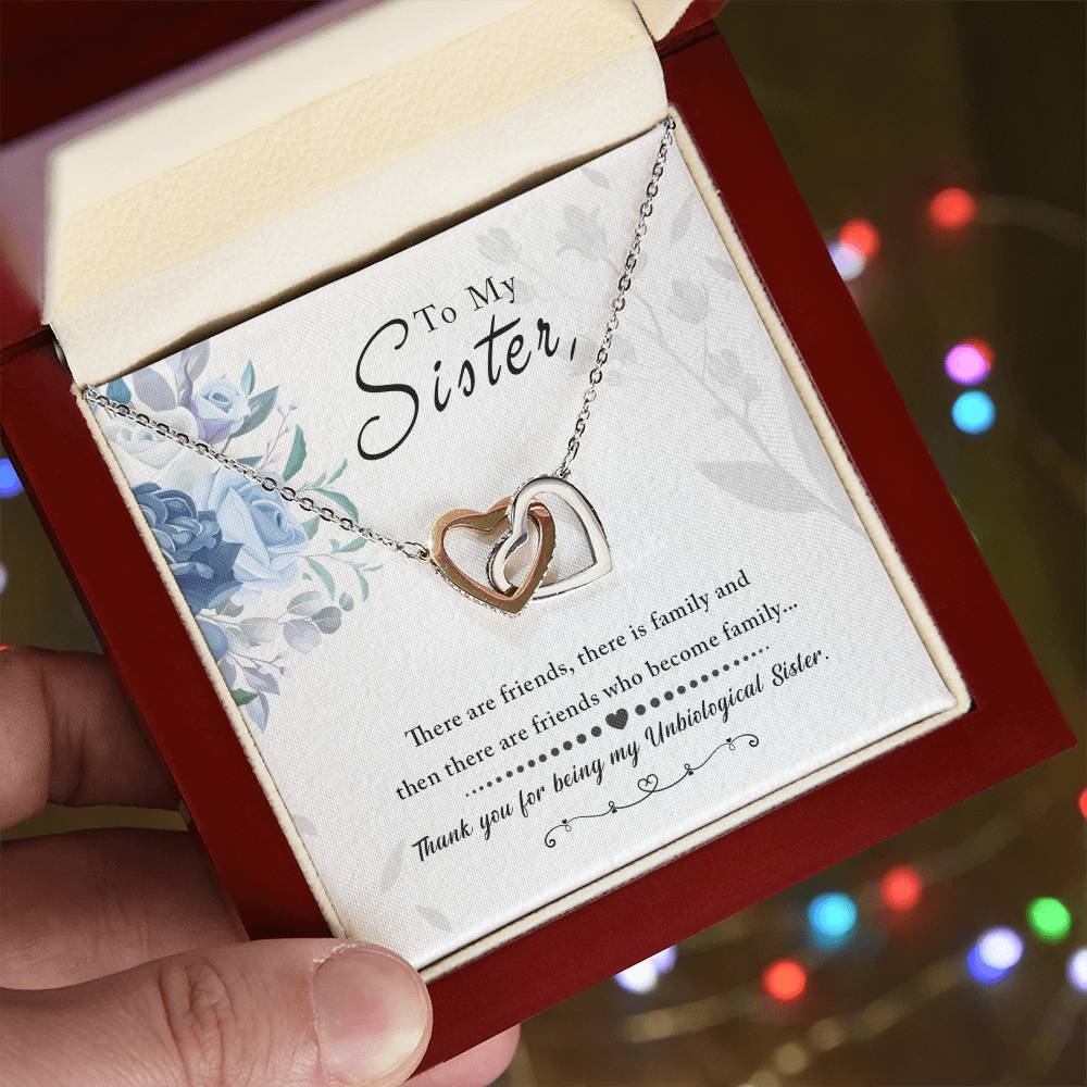 To My Sister – Interlocking Hearts Necklace for an Unbiological Sister