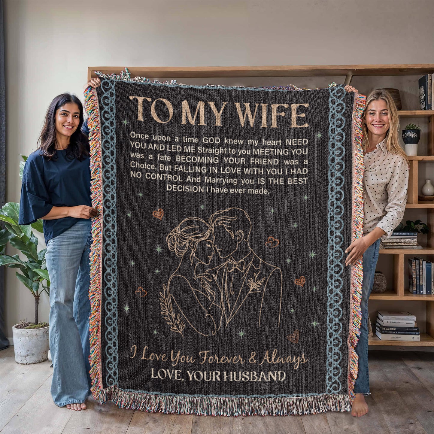 To My Wife – Woven Heirloom Cotton Blanket Gift from Husband