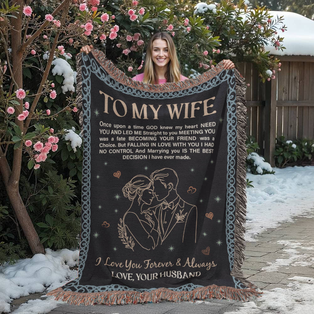 To My Wife – Woven Heirloom Cotton Blanket Gift from Husband