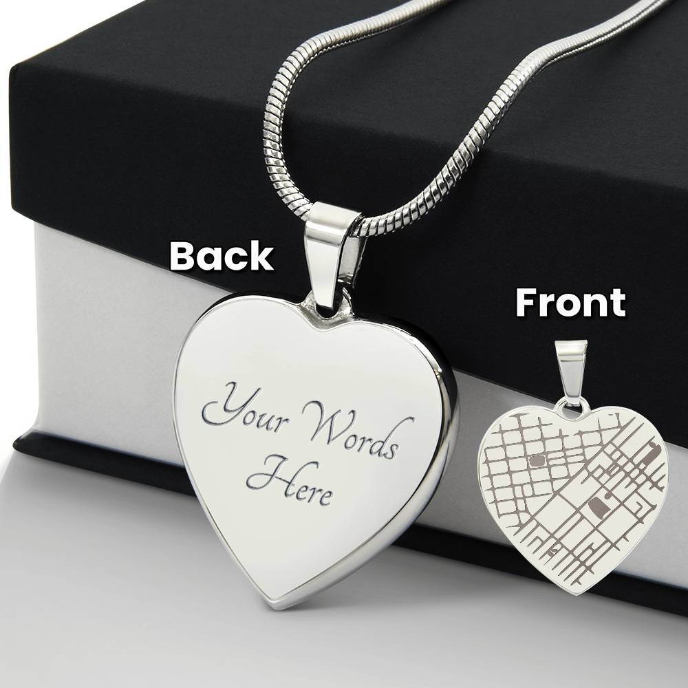Personalized Map Heart Necklace – Engraved Location Keepsake Gift for Anniversaries & Birthdays