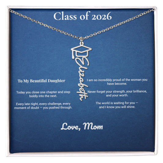 Class of 2026 Personalized Graduation Cap Name Necklace – A Proud Gift for Your Incredible Daughter