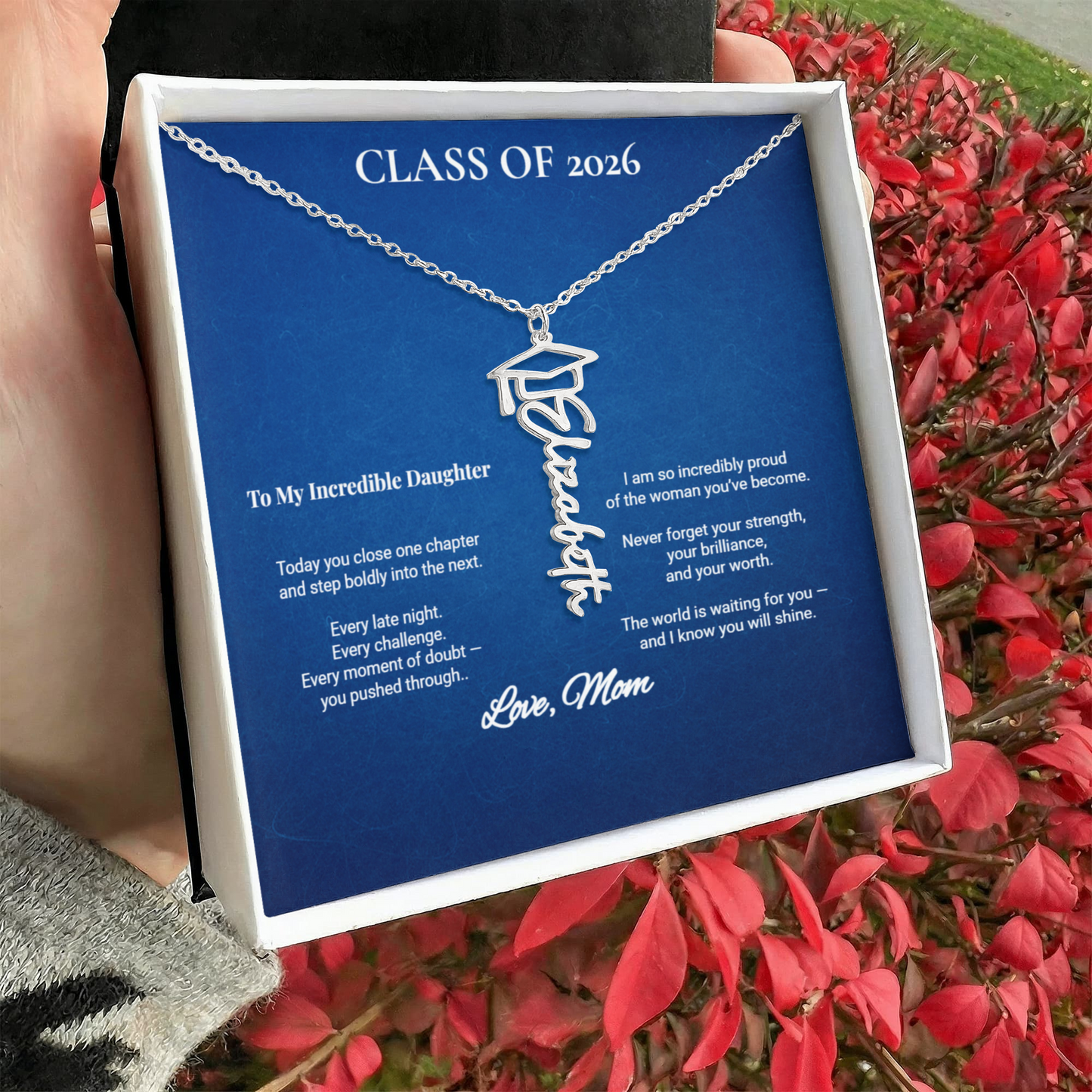 Class of 2026 Personalized Graduation Cap Name Necklace – A Proud Gift for Your Incredible Daughter