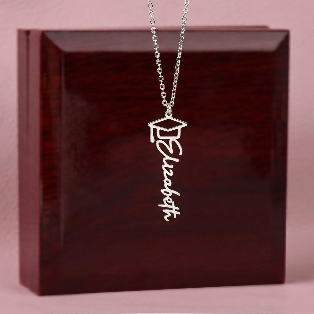 Personalized Graduation Name Necklace – “To Our Amazing Graduate” Class of 2026 Gift from Mom & Dad